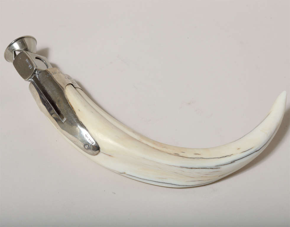 German Art Deco Tusk & Silver Cigar Cutter