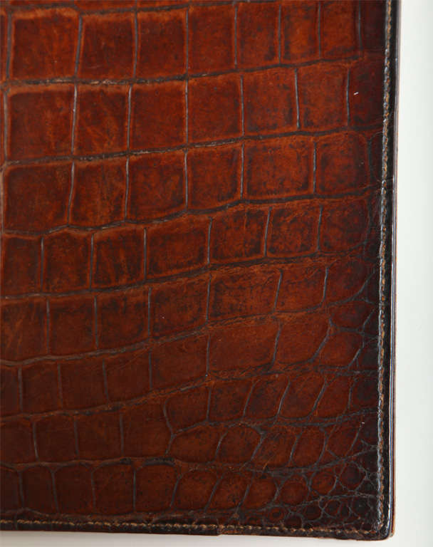 French Art Deco Crocodile & Leather Desk Blotter