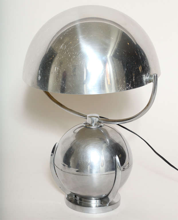 Felix Aublet French Art Deco Boule Nickelled Metal Desk Lamp In Good Condition For Sale In New York, NY