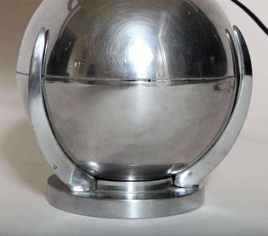 Felix Aublet French Art Deco Boule Nickelled Metal Desk Lamp For Sale 2