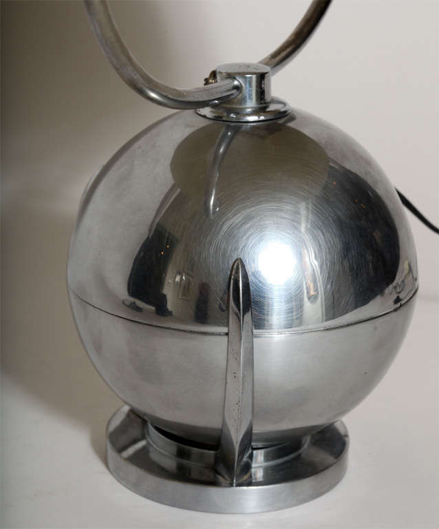 Felix Aublet French Art Deco Boule Nickelled Metal Desk Lamp For Sale 3