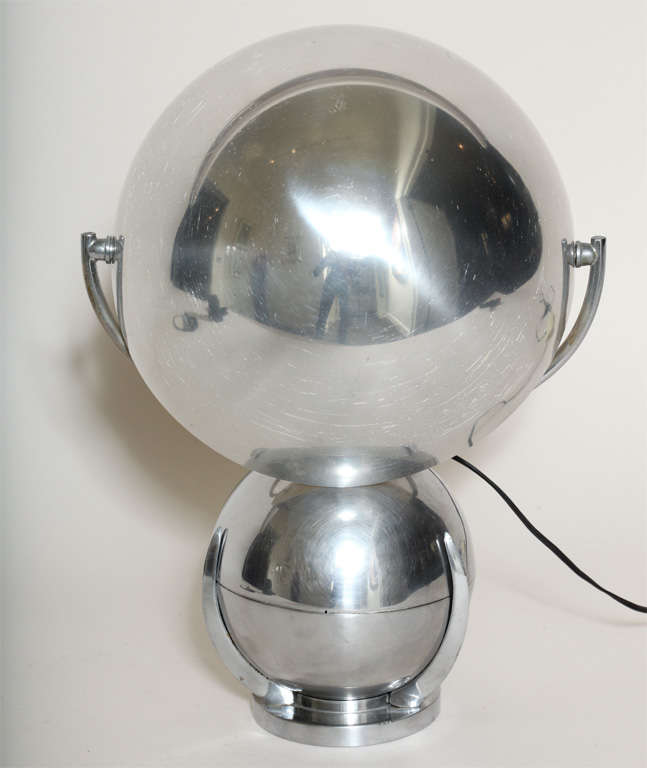 Felix Aublet French Art Deco Boule Nickelled Metal Desk Lamp For Sale 4