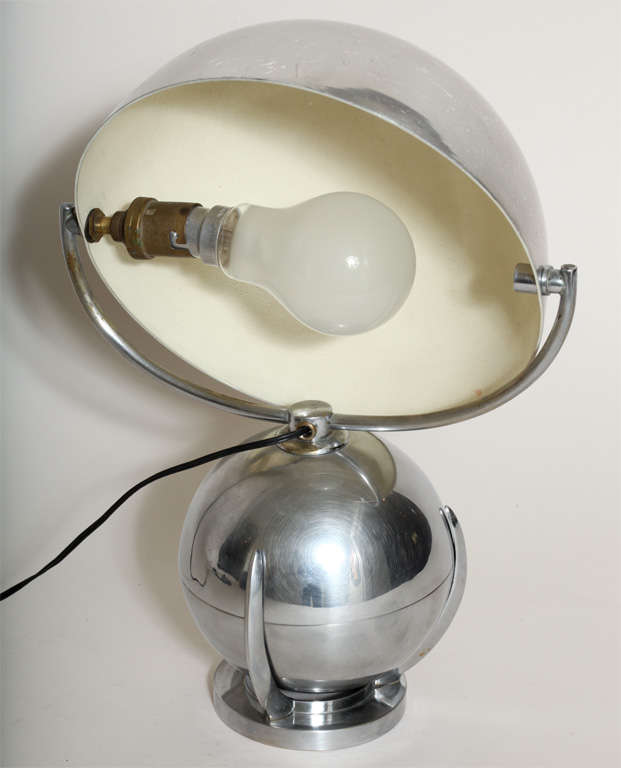 Felix Aublet French Art Deco Boule Nickelled Metal Desk Lamp For Sale 5