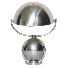 Felix Aublet French Art Deco Boule Nickelled Metal Desk Lamp