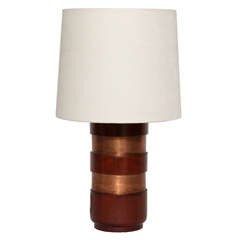 Art Deco Mahogany and Copper Table Lamp