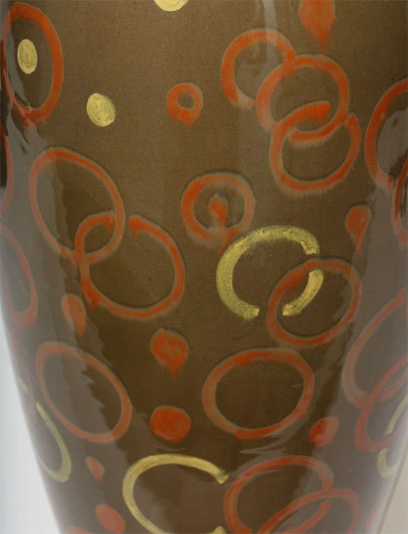 Francis Jourdain French Art Deco Large Glazed Ceramic Vase In Excellent Condition For Sale In New York, NY