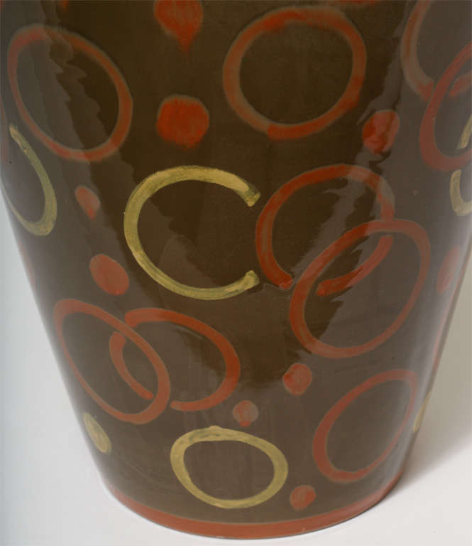 Francis Jourdain French Art Deco Large Glazed Ceramic Vase For Sale 1