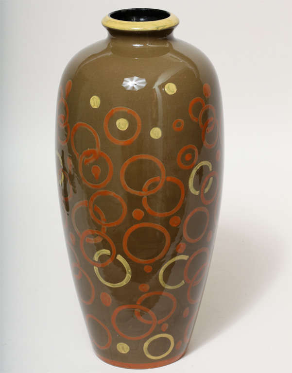 Francis Jourdain French Art Deco Large Glazed Ceramic Vase For Sale 2