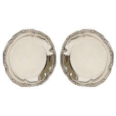 Amelie Cardeilhac French Art Deco Pair of Sterling Silver Wine Coasters