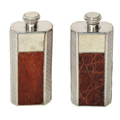 Vintage Pair of Art Deco English Silver-plated Cologne Bottles  by Great Rex Ltd.