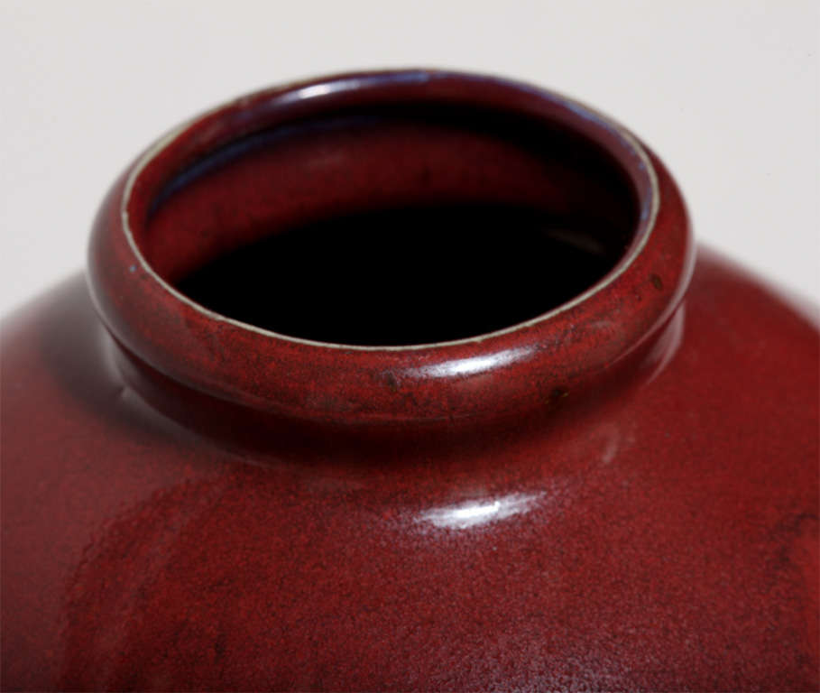 Mid-20th Century Frederic Kiefer French Art Deco Red Stoneware Vase For Sale