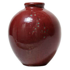 Frederic Kiefer French Art Deco Red Stoneware Vase