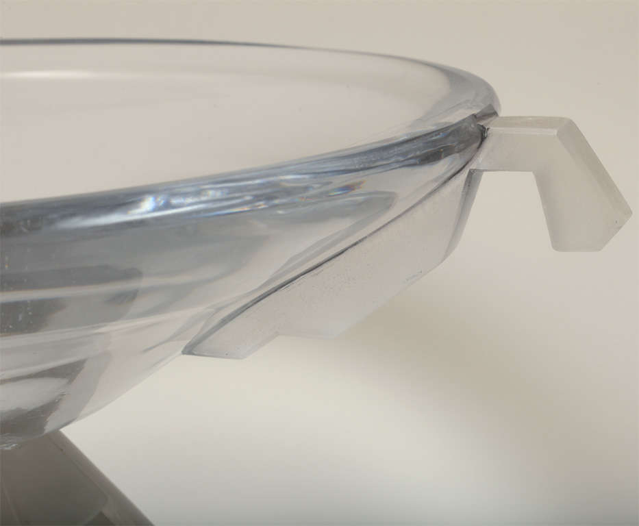 French Art Deco Carved & Etched Glass Grande Coupe by Michel-Aristide Colotte