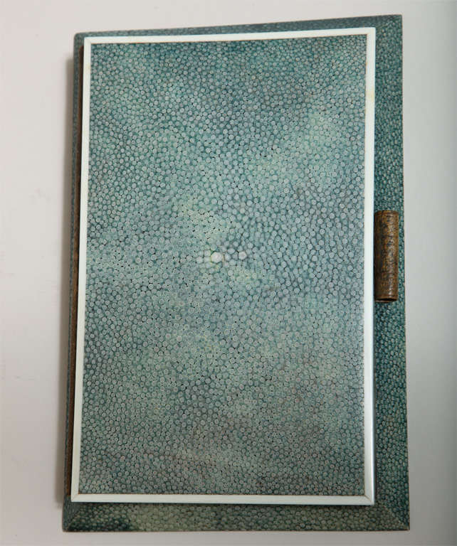 English Art Deco Shagreen & Ivory Desk Notepad  by Asprey & Co.