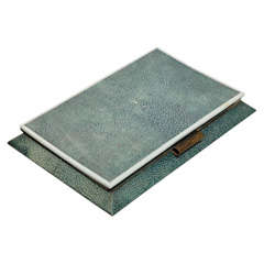 English Art Deco Shagreen & Ivory Desk Notepad  by Asprey & Co.