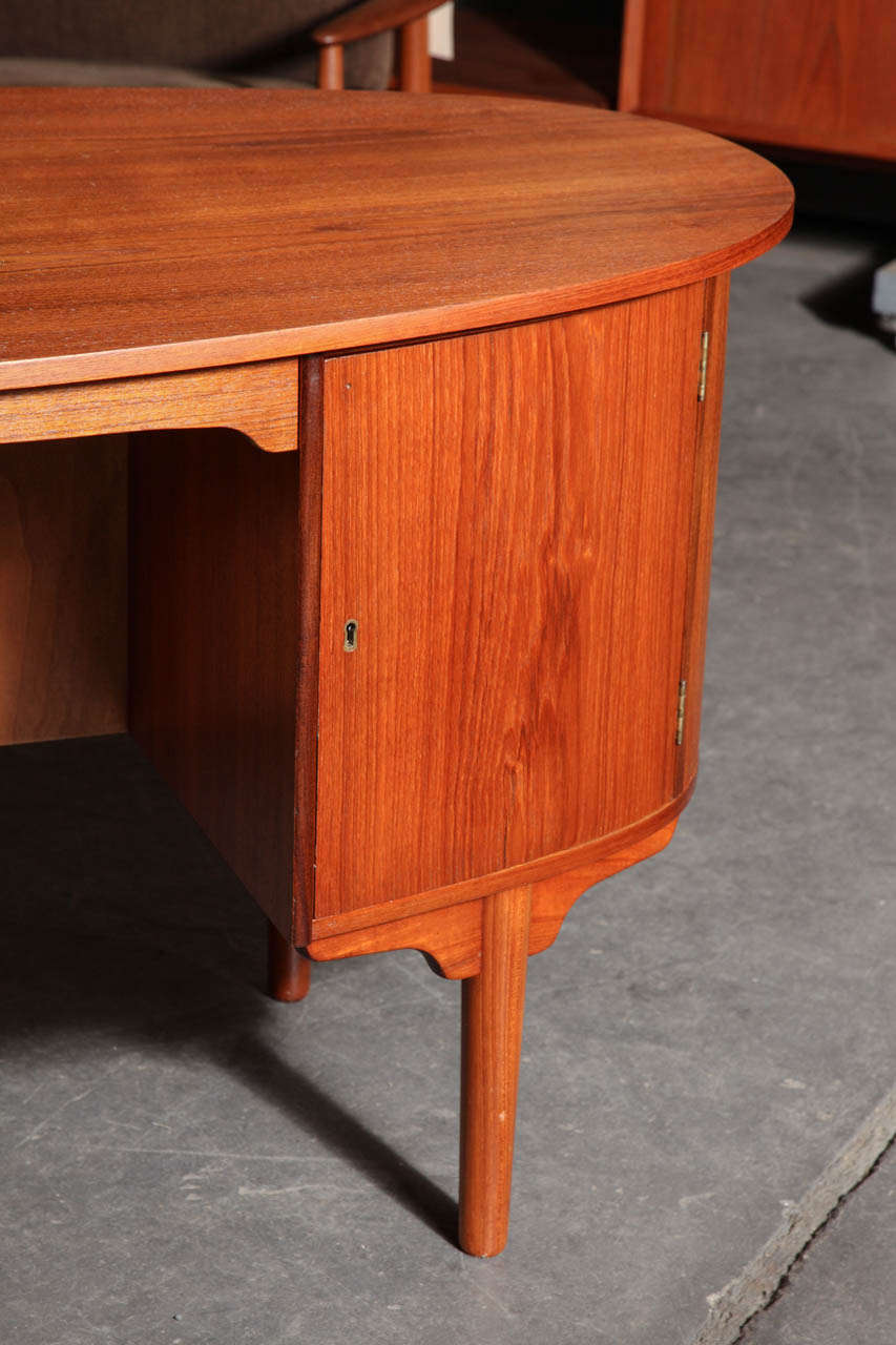 Danish Modern Atomic Era Teak Bullet-Shaped Desk 1