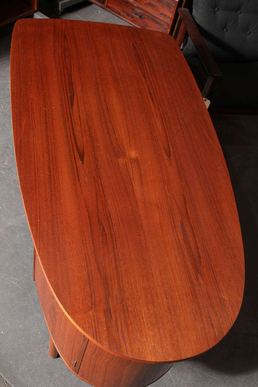 Danish Modern Atomic Era Teak Bullet-Shaped Desk 2