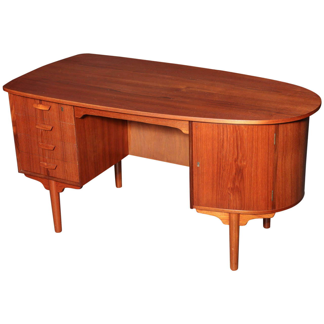 Danish Modern Atomic Era Teak Bullet-Shaped Desk