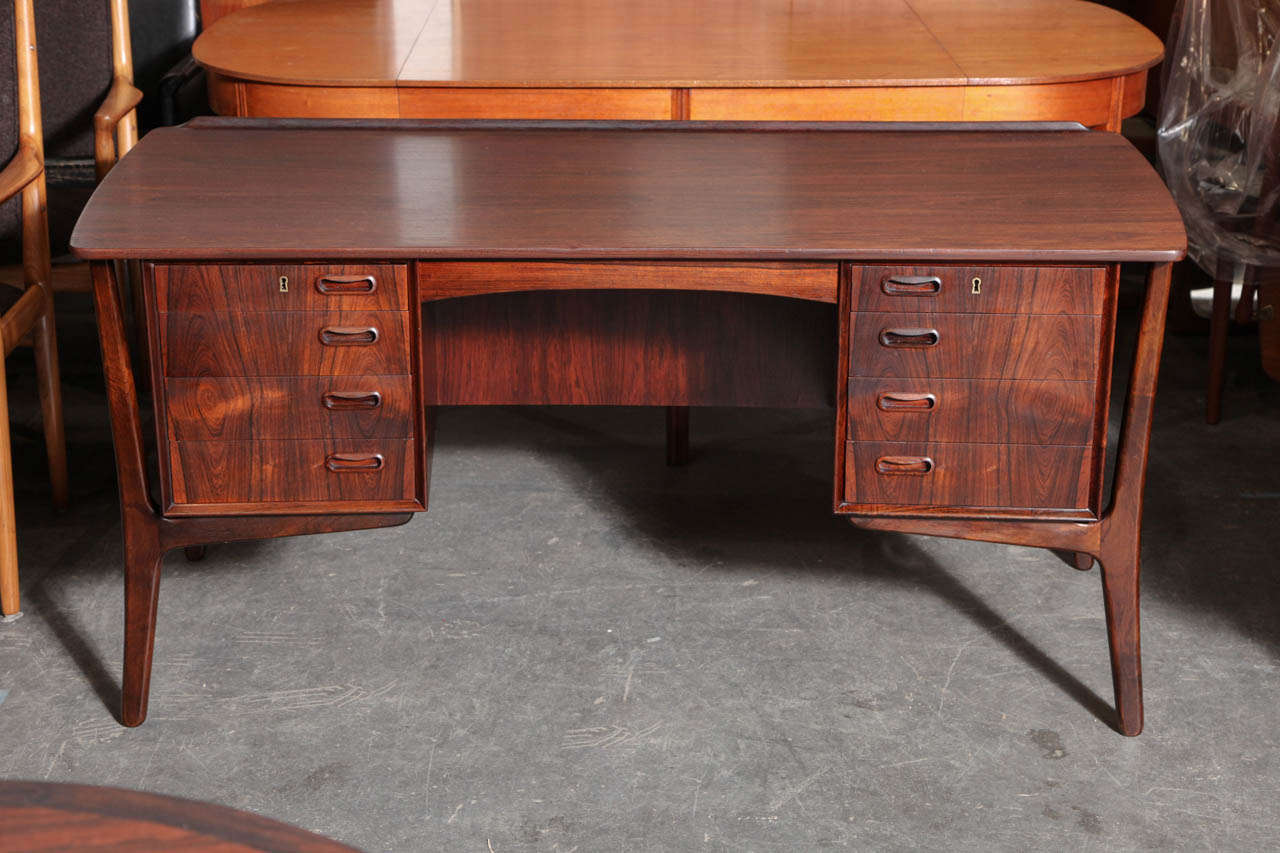 1960's Danish Modern Rosewood Curved Desk