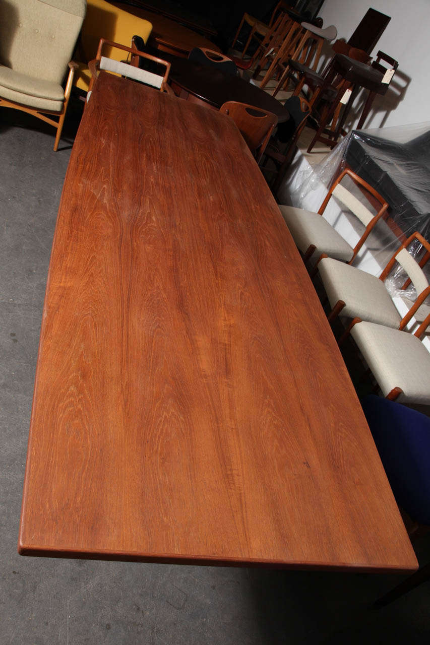 Mid-20th Century Danish Modern Teak Dining Conference Table with Oak Legs