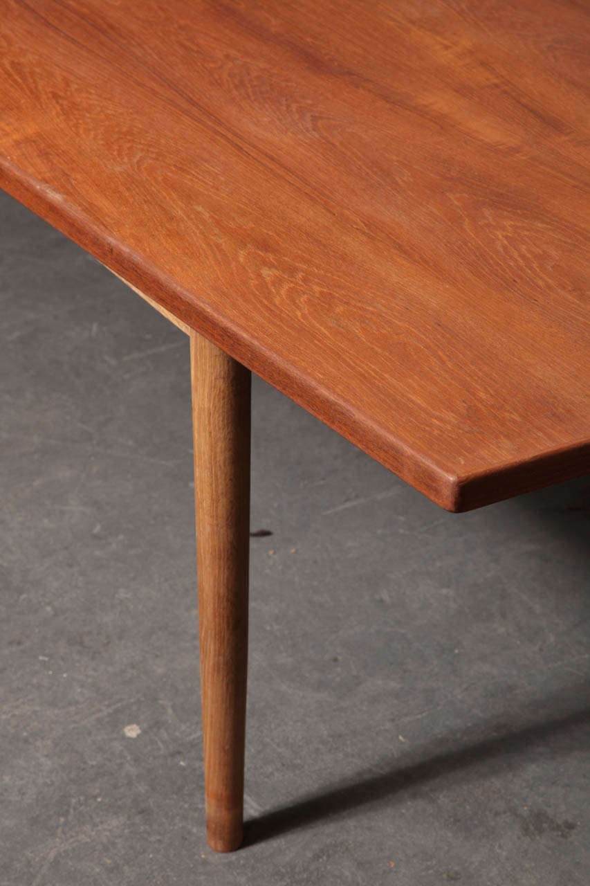 Danish Modern Teak Dining Conference Table with Oak Legs 2