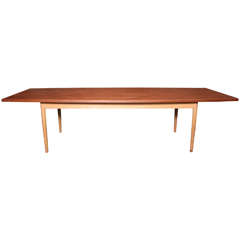 Danish Modern Teak Dining Conference Table with Oak Legs
