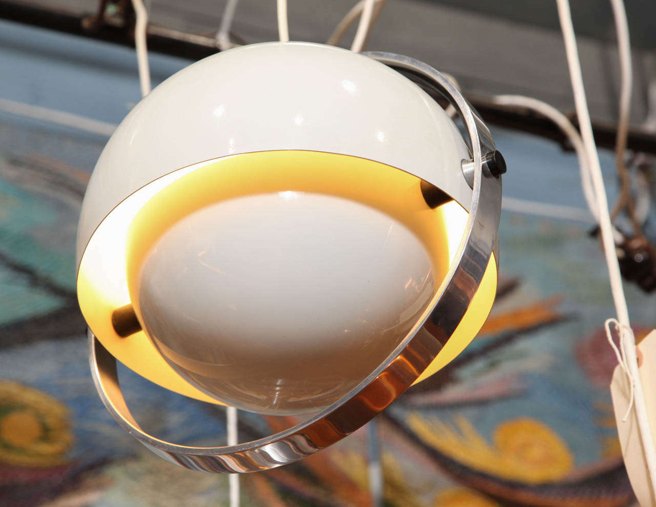 White Danish Modern Globe Pendant In Excellent Condition In New York, NY