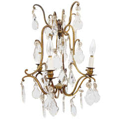 Petite French Crystal & Gilt Chandelier