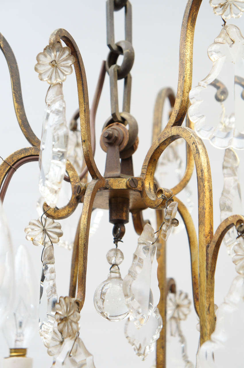 Revival Petite French Crystal & Gilt Chandelier