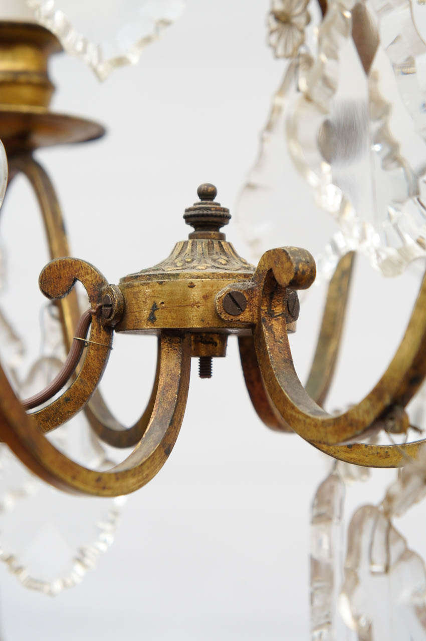 20th Century Petite French Crystal & Gilt Chandelier