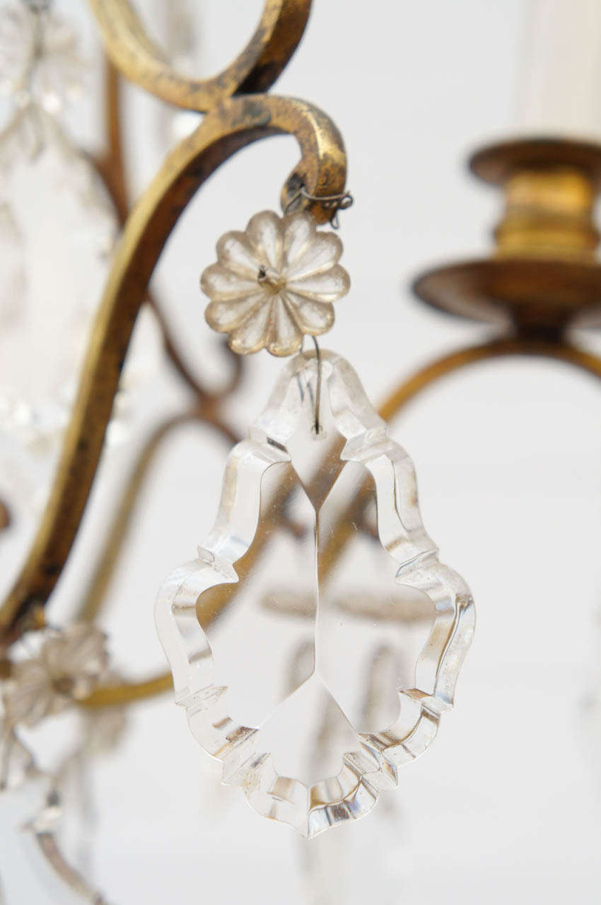 Petite French Crystal & Gilt Chandelier 1