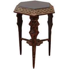 Art Deco Metal/Black Stone Side Table 9