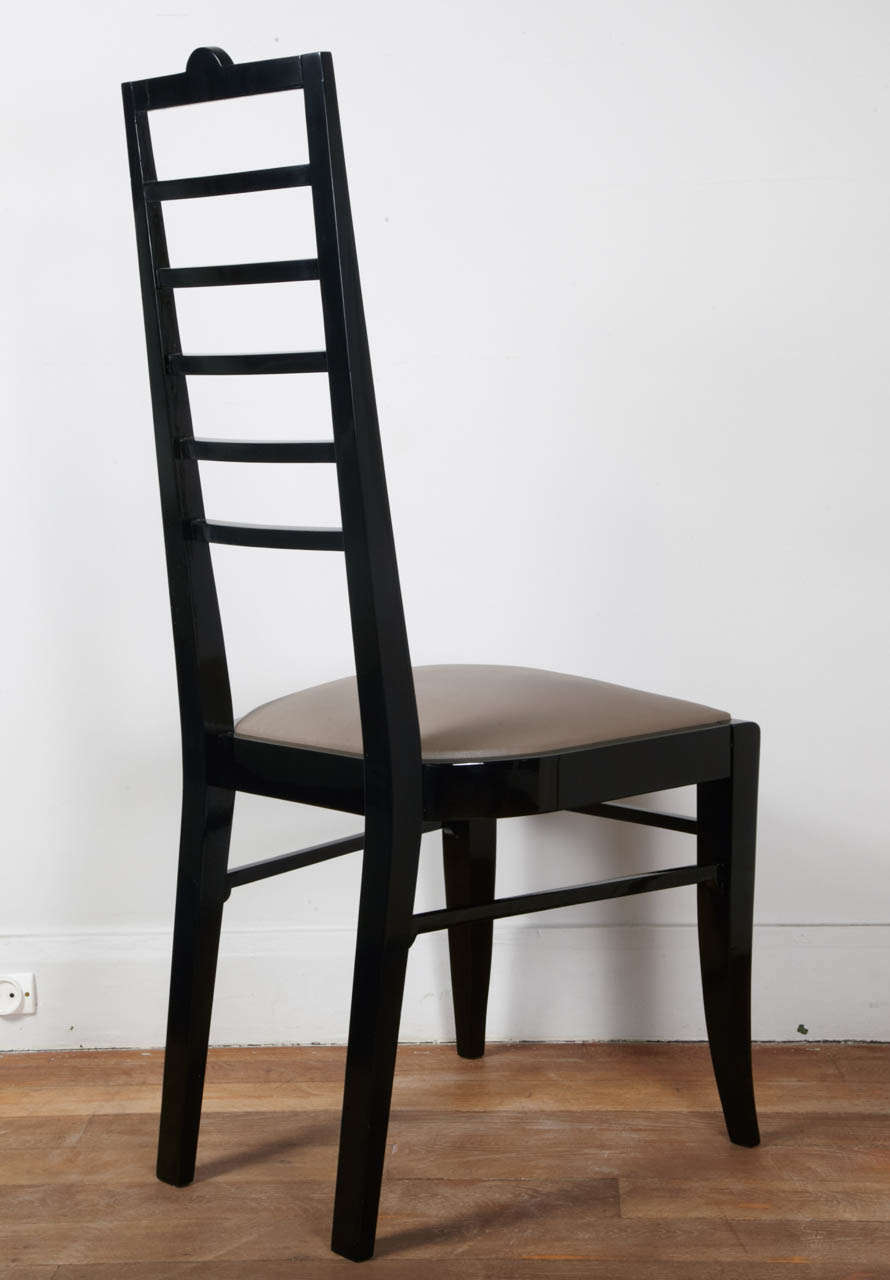 Set of Six High Back Lacquered Chairs, Italy, circa 1940 1