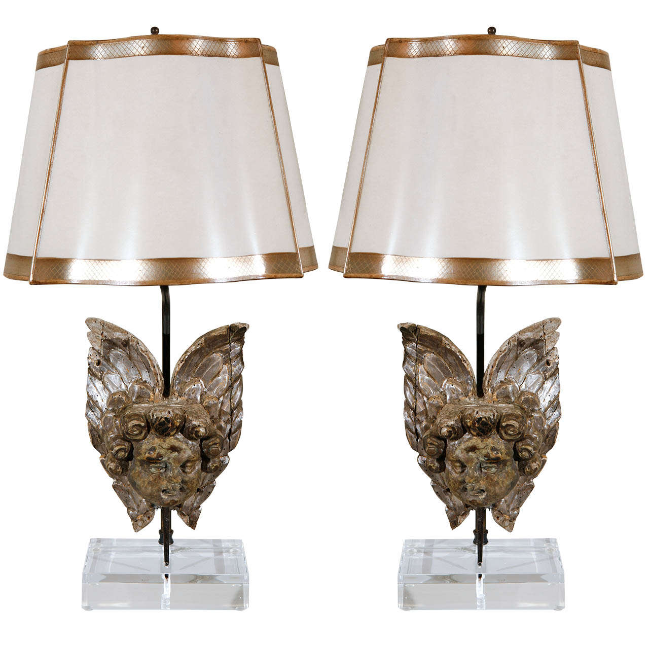 Pair of 18th Century Italian Cherub Lamps For Sale