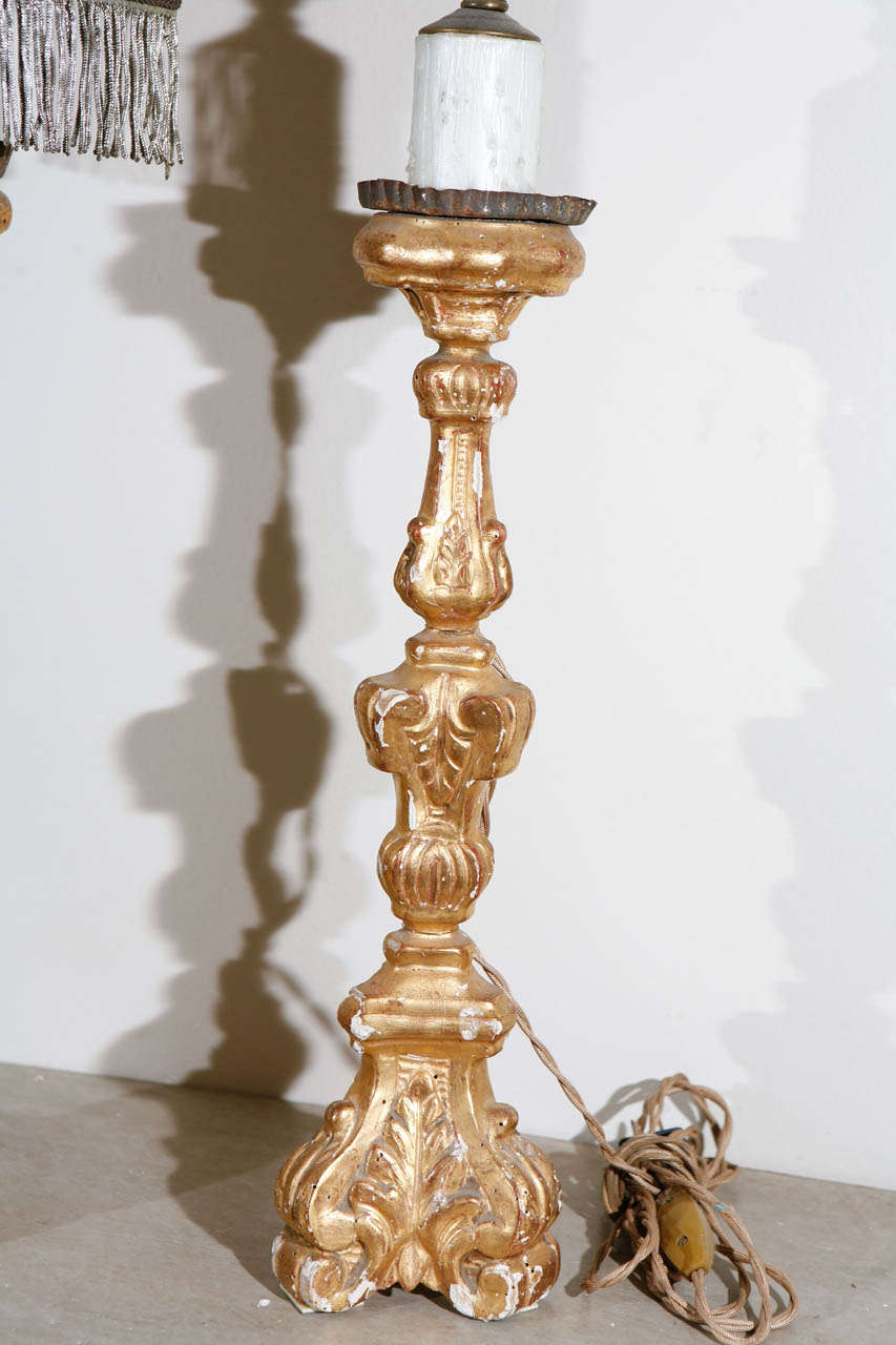 Pair of Small French Candlestick Lamps In Excellent Condition For Sale In Los Angeles, CA