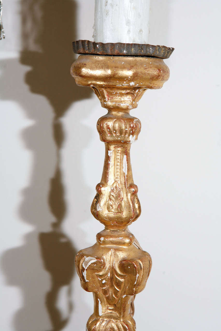 Pair of Small French Candlestick Lamps For Sale 1