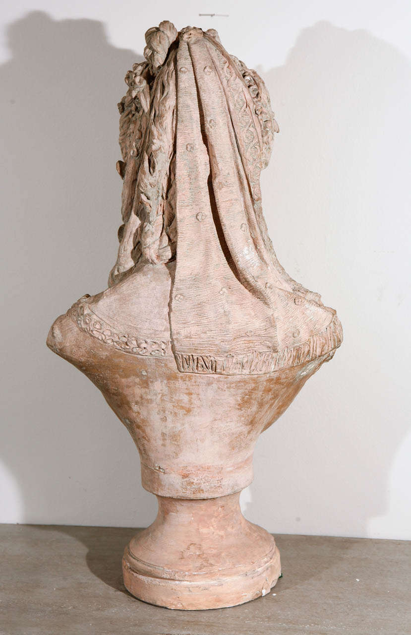 French Terra Cotta Bust of Ophelia For Sale 4