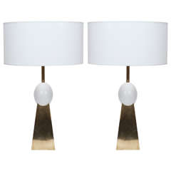 Pair of Mid Century Brass Lamps By Chapman