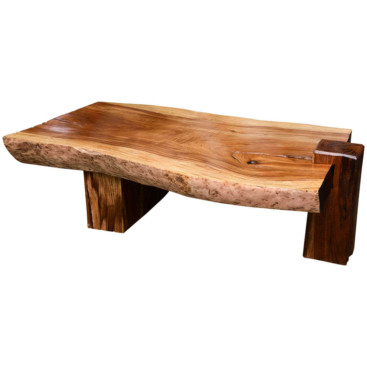 Mid Century Wood Slab Table For Sale