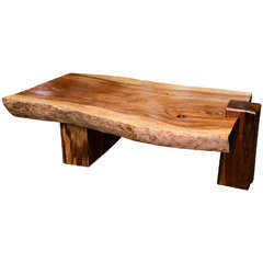 Mid Century Wood Slab Table