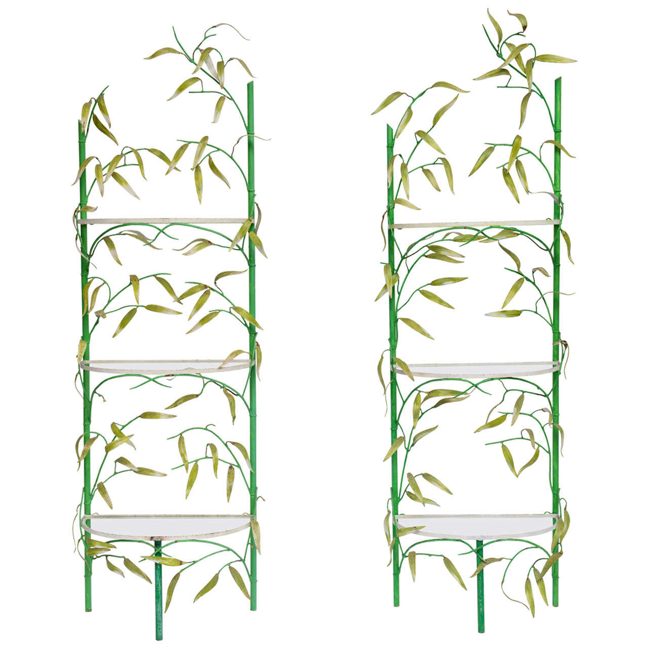 Pair of Iron "Bamboo" Shelves