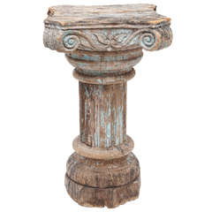 19th Century Column/Pedestal with Early Blue Paint