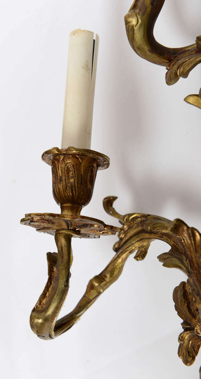 Pair of Louis XV Style Bronze Wall Sconces 1