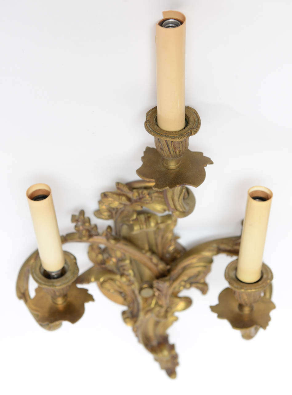 Pair of Louis XV Style Bronze Wall Sconces 2