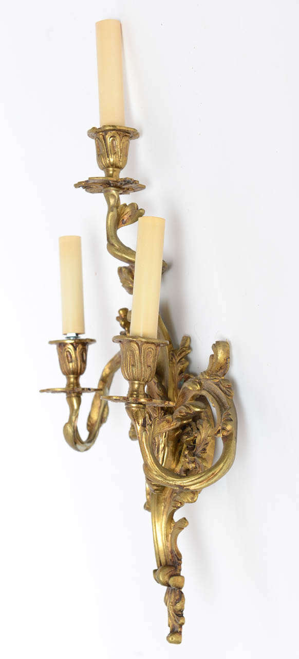 Pair of Louis XV Style Bronze Wall Sconces 3
