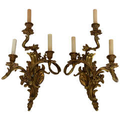 Pair of Louis XV Style Bronze Wall Sconces