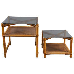 Faux Bamboo and Rattan End Tables