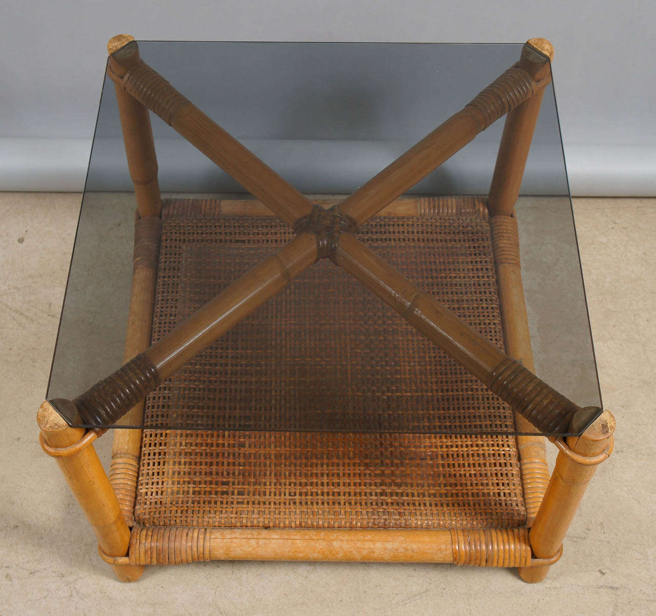American Faux Bamboo and Rattan End Tables For Sale