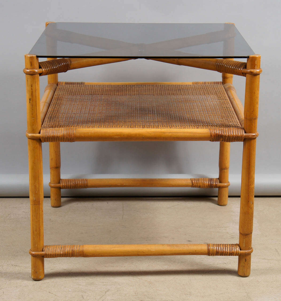Faux Bamboo and Rattan End Tables For Sale 1