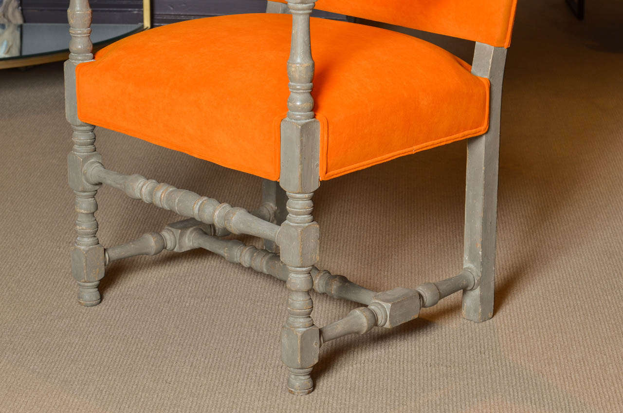 Upholstered Orange Arm Chair In Good Condition In Atlanta, GA